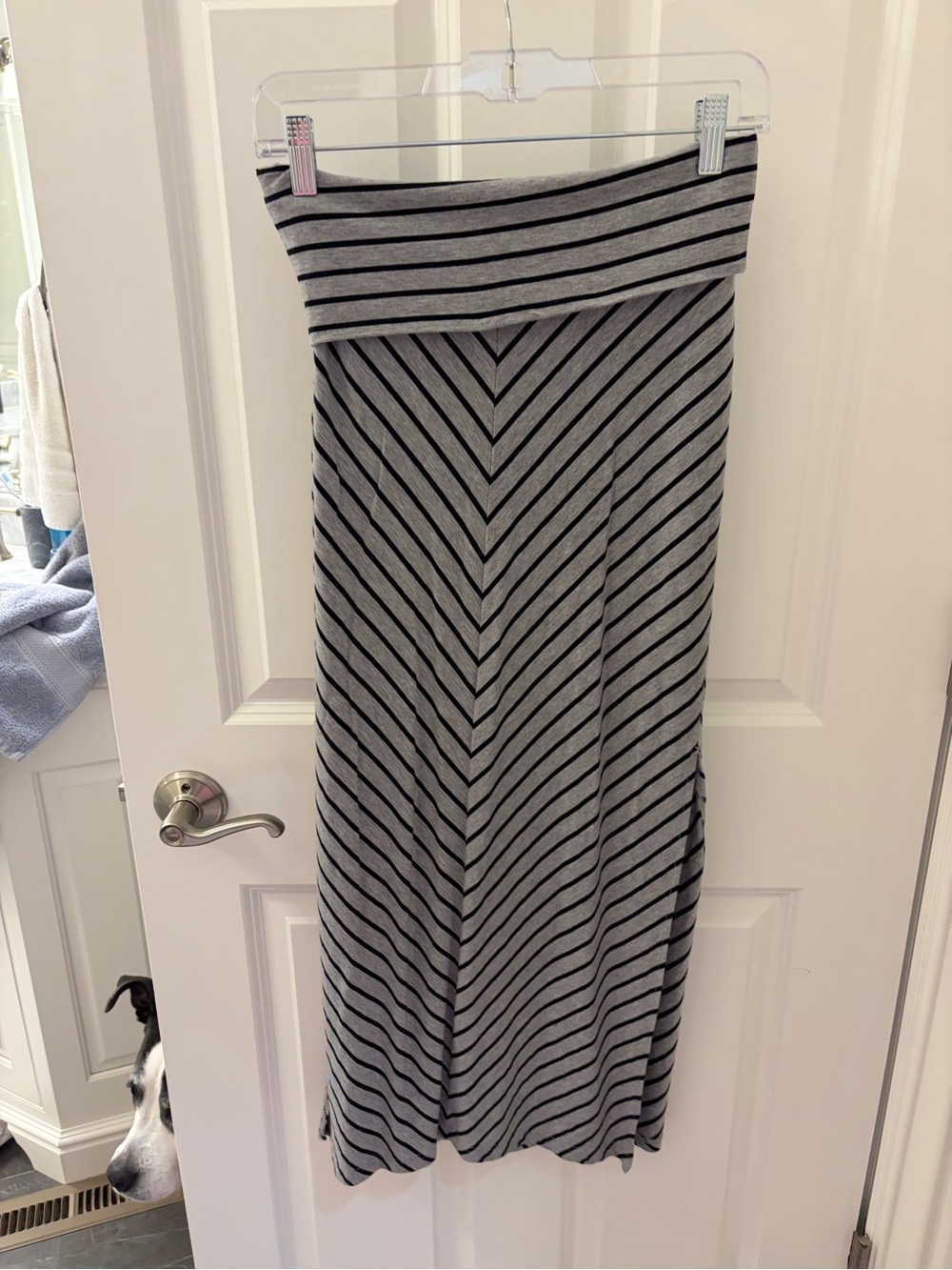 Athleta Gray and Black Striped Maxi Skirt